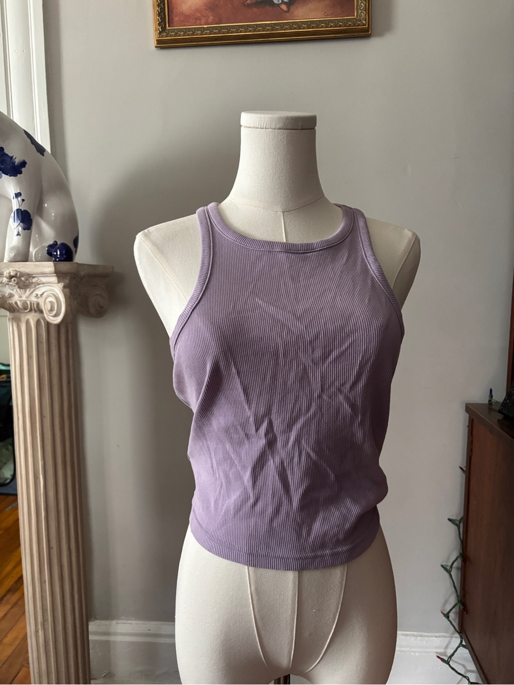 Divided Lilac Ribbed Tank Top
